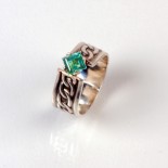 sterling silver ring, tourmaline ring, Maine tourmaline ring, silver and green ring, square tourmaline ring,