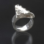silver ring, fine silver and cz ring, fold over silver ring by Leslie Klipper Stewart of Art by LK Stewart Bend OR Sunriver OR