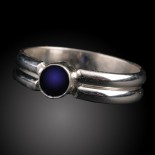 blue gem and sterling band ring, band ring, iolite cab ring, iolite and silver ring, simple iolite and sterling ring by LK Stewart of Art by LK Stewart of Bend, OR, Sunriver, OR