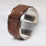 Sterling silver and corregated copper cuff bracelet by Leslie Klipper Stewart of Art by LK Stewart