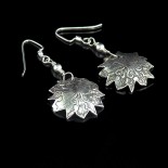 Silver sun earrings, textured fine silver sunburst earrings, silver dangle sun earrings by Leslie Stewart of Art by LK Stewart Bend OR Sunriver OR