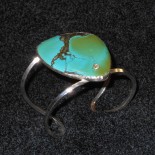 Sterling silver and turquoise contemporary artisan cuff bracelet by LK Stewart for Art by LK Stewart Bend Sunriver OR