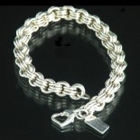 silver link bracelet, heavy sterling silver link bracelet, silver chainmaille bracelet by Leslie Stewart of Art by LK Stewart Bend OR Sunriver OR