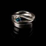 sterling and blue zircon ring, contemporary silver ring, blue gem and silver ring, wrap ring, forged sterling silver ring, unusual sterling and zircon ring by LK Stewart of Art by LK Stewart of Bend, OR, Sunriver OR